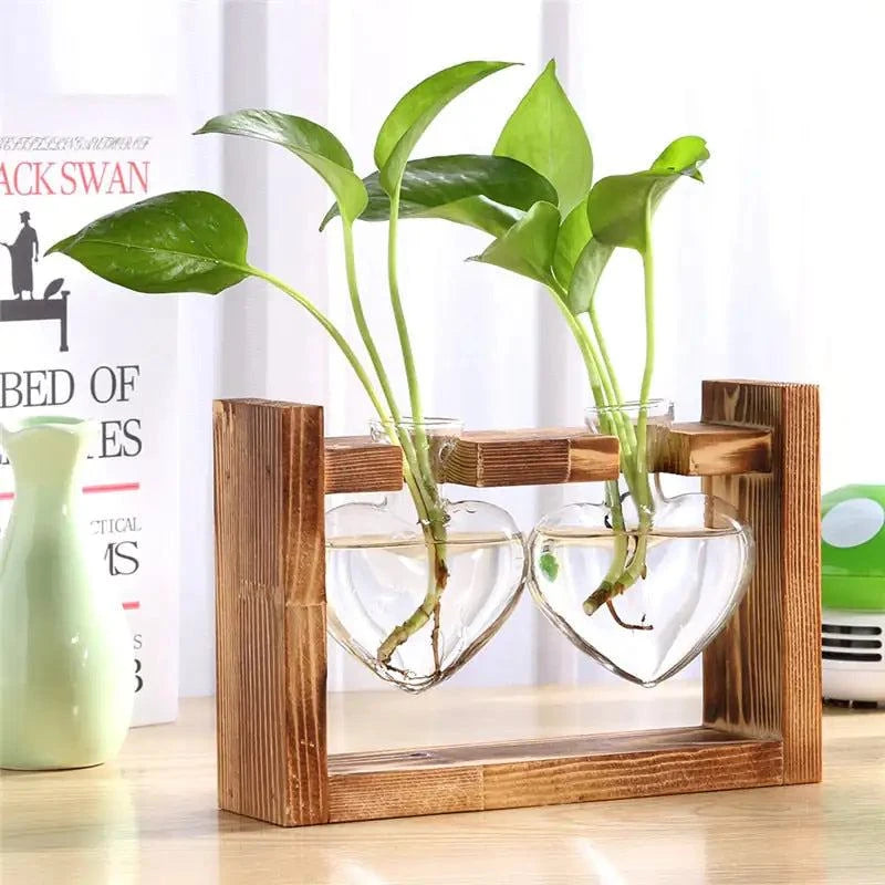 Glass Wood Table Planter