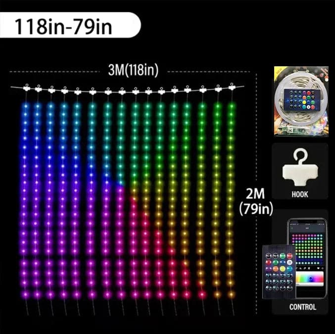 🔥2024 Hot Sale🔥Color Waves LED Curtain Sync Lights