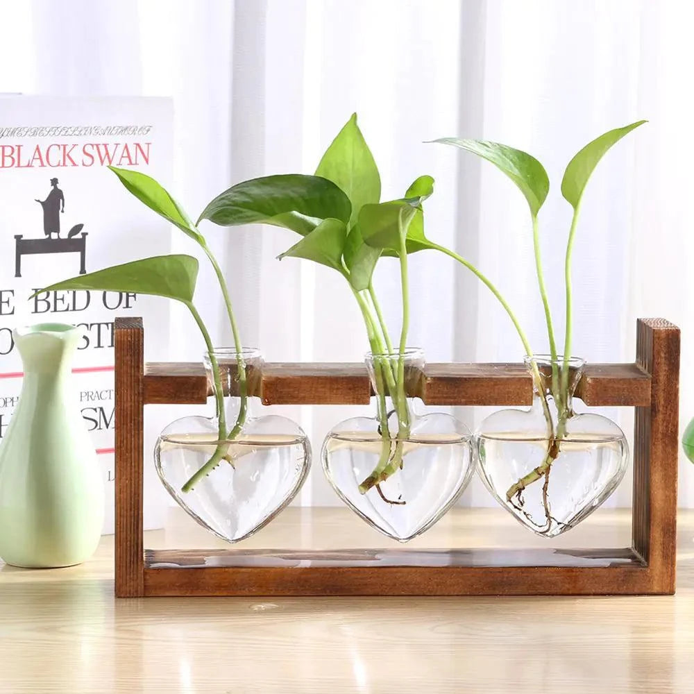 Glass Wood Table Planter