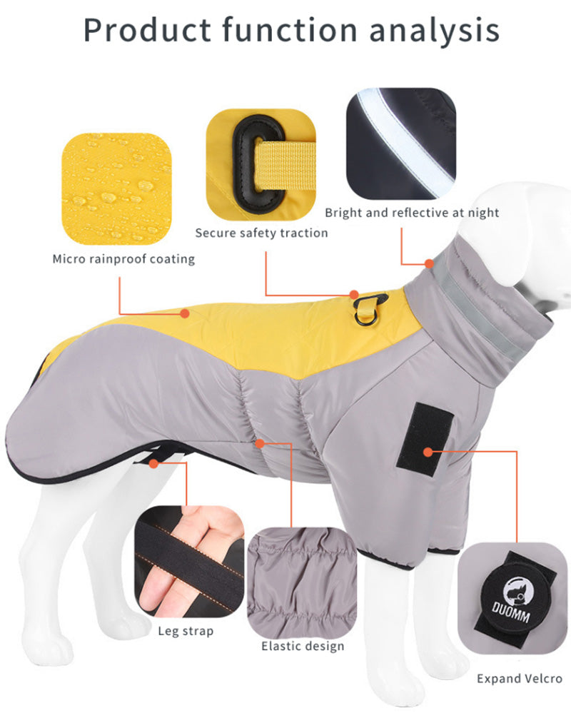 Turtleneck Reflective Waterproof Winter Coat for Large Breed Dog