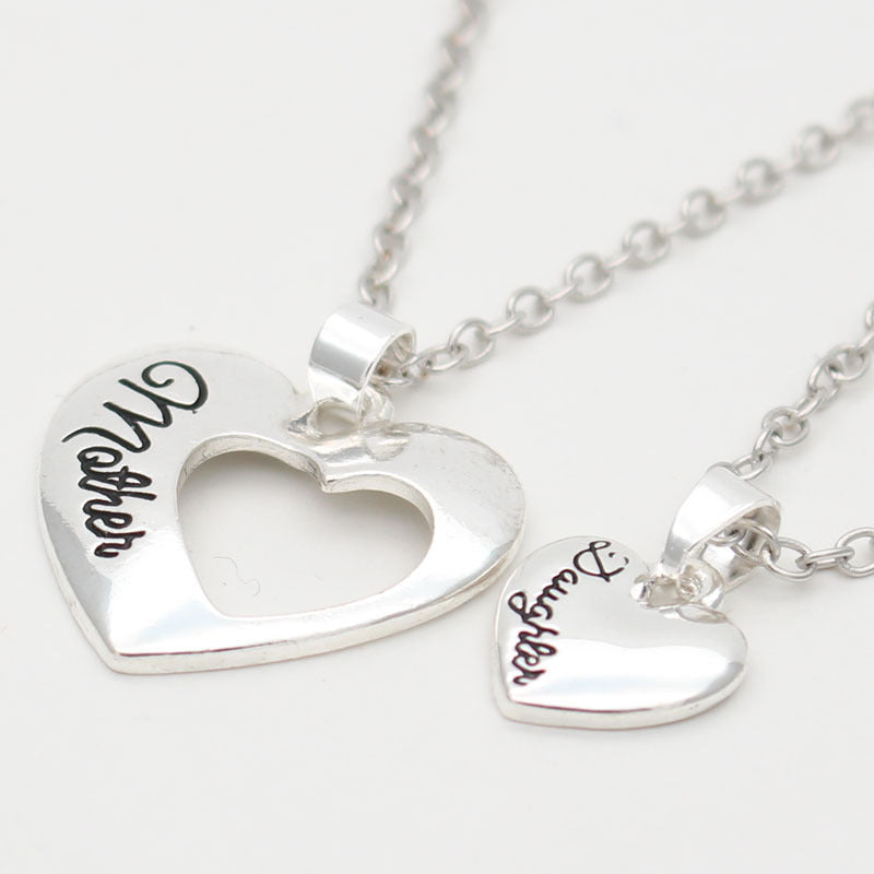 Mother Daughter Silver Necklace
