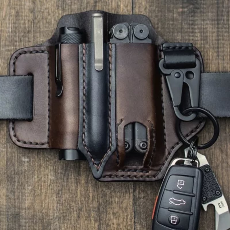 Men's Genuine Leather EDC Belt Loop Waist Outdoor Multitool Sheath