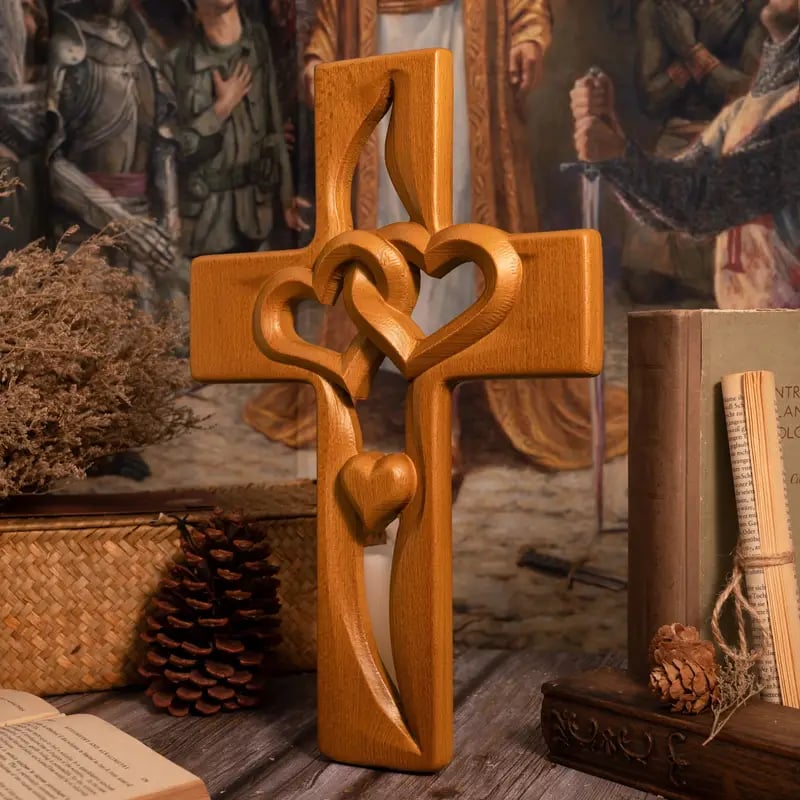 HeartFusion - Intertwined Wooden Cross