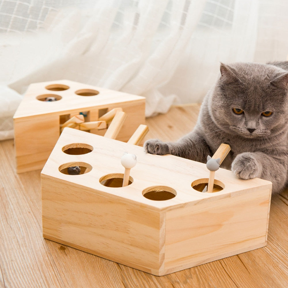 Wooden Whack-a-Mole Cat Toys