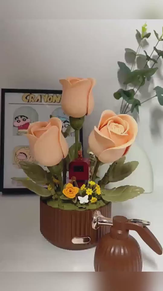 Preserved Flower Building Blocks Motion Flowers Model Birthday Valentine's Day Gift