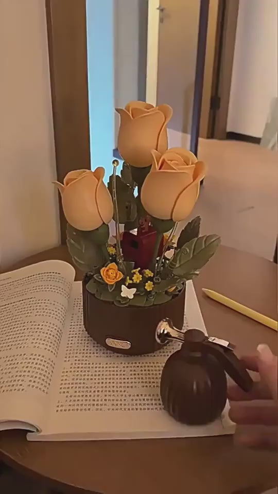 Preserved Flower Building Blocks Motion Flowers Model Birthday Valentine's Day Gift