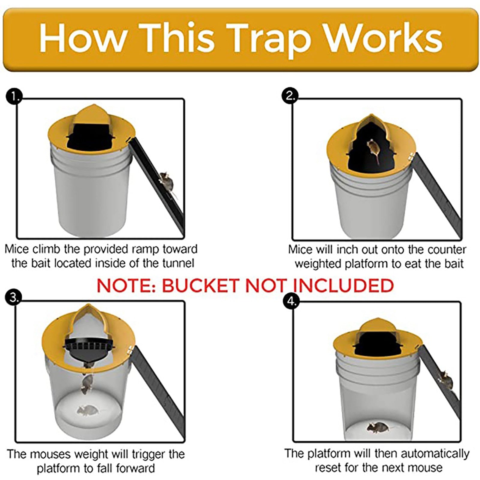 Ez Flip & Slide Bucket Lid Mouse Trap